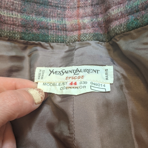 Vintage Yves Saint Laurent tricot plaid wool skirt - Picture 10 of 10